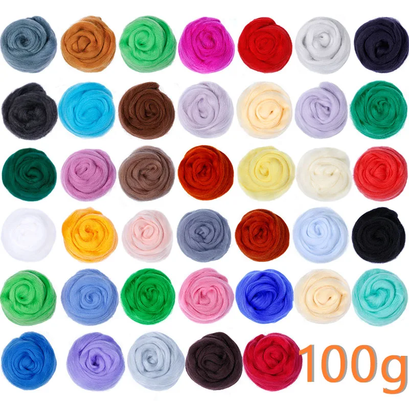 

Fenrry 100g Wool Felt Fibre Soft Roving Wool DIY Craft Needle Felting Materials Handmade Accessories Tool for Beginner