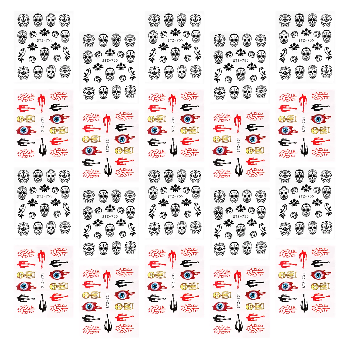 

20 Sheets Horror Nail Stickers Nail Decals Nail Decor for