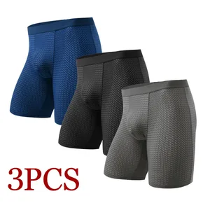 3PCS Ice Silk Men Underwear Man Underwear Sexy Hot Long Boxer Shorts Men Boxer Men Panties Boxers fo