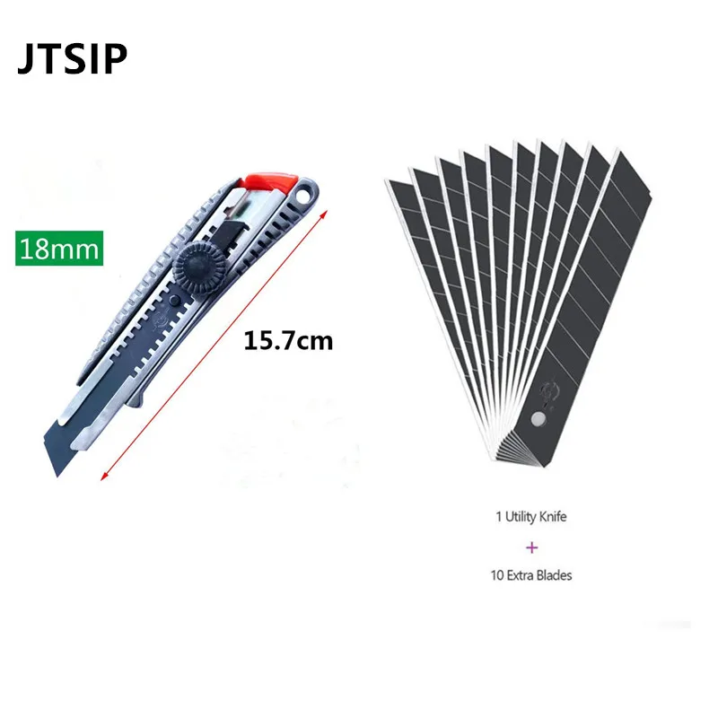 

JTSIP Utility Knife Industrial Heavy Duty Cutter Blade 10 Pcs Storage 0.6mm Thickness Stainless Steel No Rust Handcraft Too