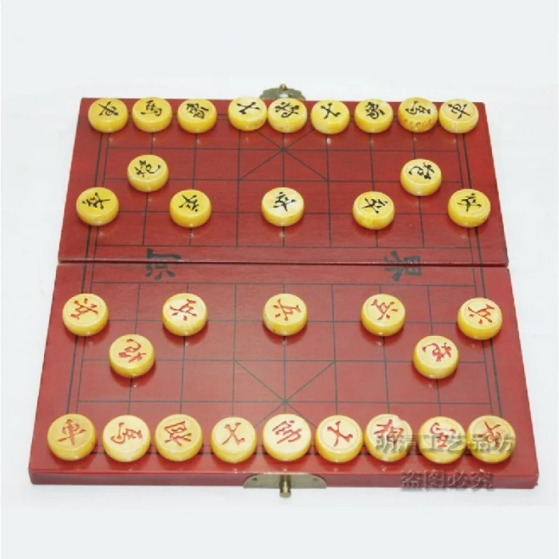 

（Free Shipping）Antique Chinese Chess Wooden Chess Pieces Folding Chessboard Chess/Parent-Child Gift