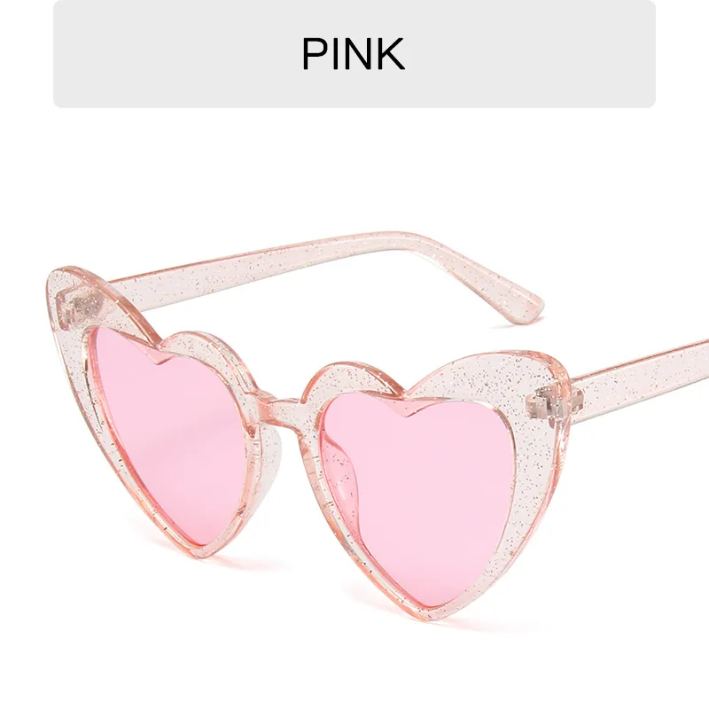 

Trendy New Peach Heart Glasses Ins Personality Candy Color Glitter Sunglasses Adult Vintage Love Sunglasses