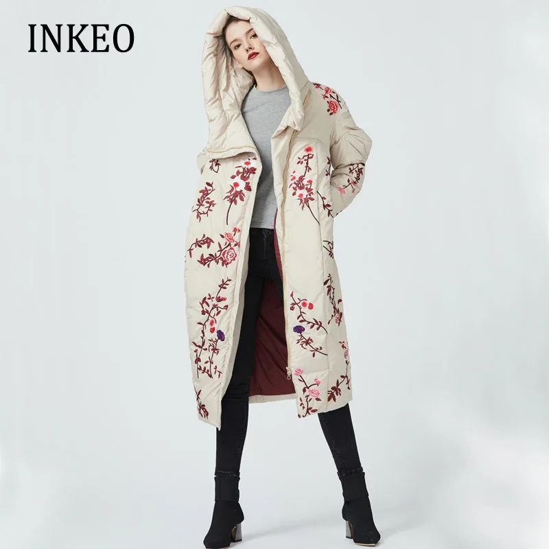 Luxury Floral embroidery down coats woman winter 2022 Fashion Hooded long puffer jacket Loose Ladies clothing Colleaction 2O297