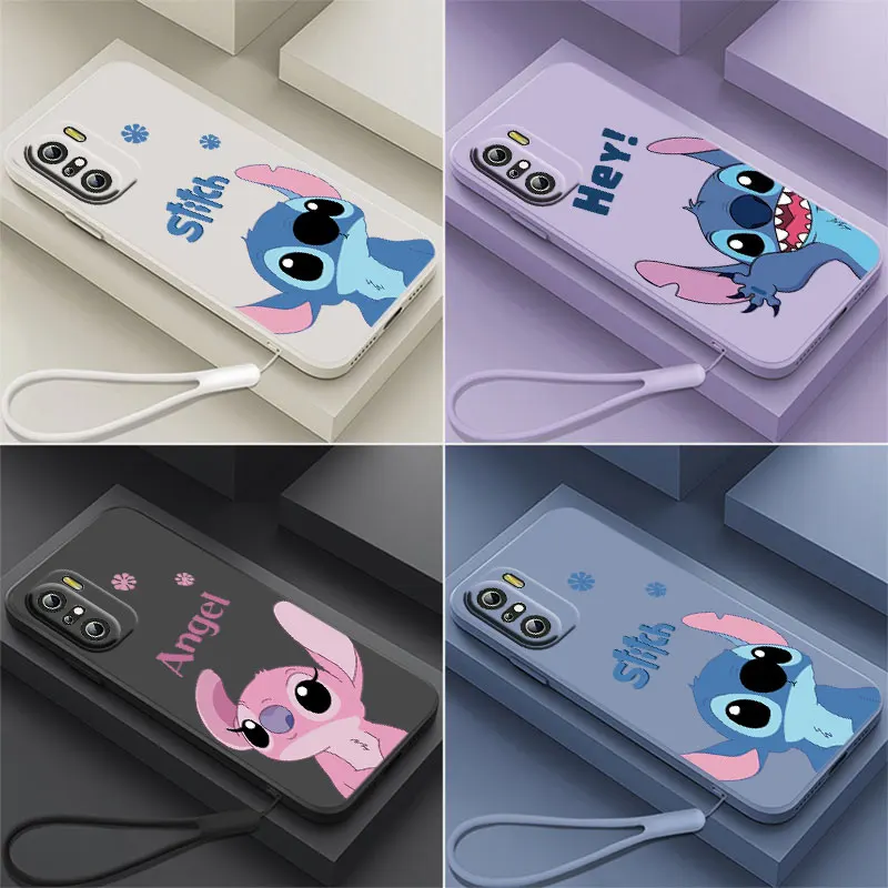 

Stitch Baby Disney Cute Phone Case For Xiaomi Redmi K50 K40 10X 10 9T 9AT 9A 9C 9 8A 8 7 6A 5A Gaming Liquid Rope Funda Cover