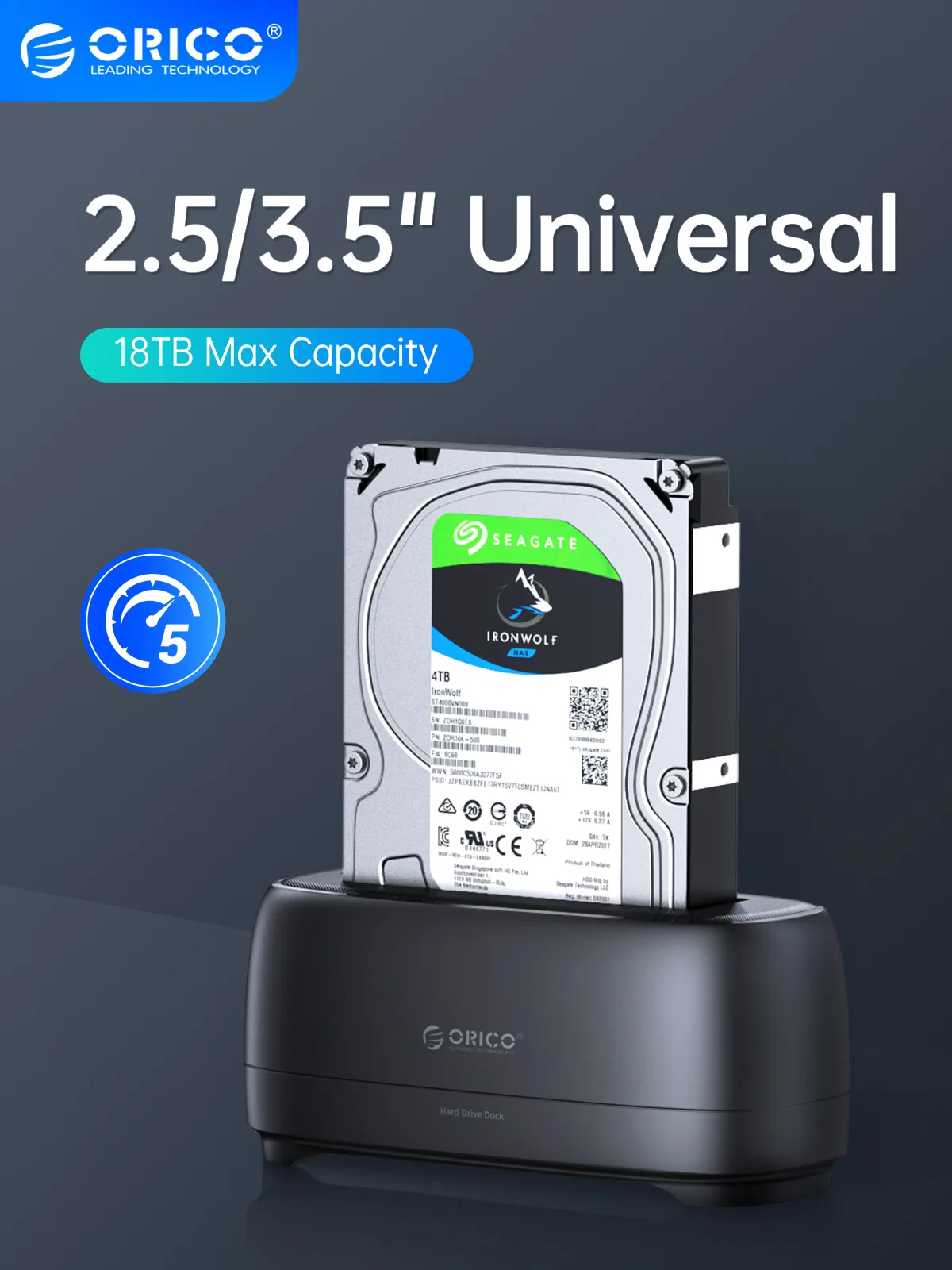 

ORICO 5Gbps Speed HDD Docking Station SATA to USB3.0 &Type-C Hard Disk Docking Station for 3.5" SSD Disk Case Hard Drive Station