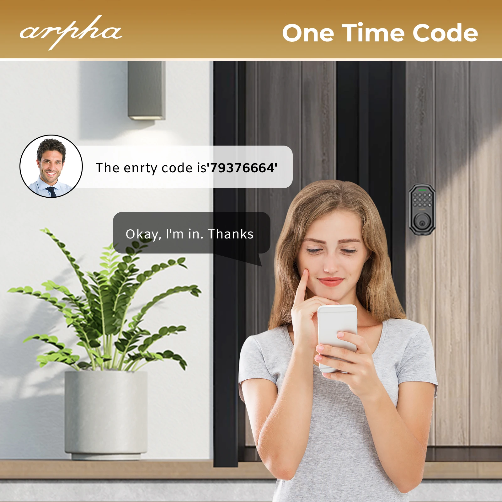 Фото Умный дверной замок Arpha D180, набор замков для входной двери без ключа с 2 дверными ручками, управление через приложение, электронный 100-кодовый замок с клавиатурой №5