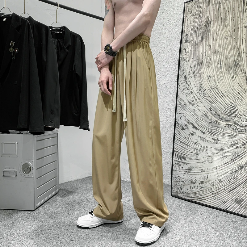 

Summer Thin Casual Pants Men Fashion 4 Color Ice Silk Pants Men Korean Loose Straight Pants Mens Plus Size Trousers M-5XL