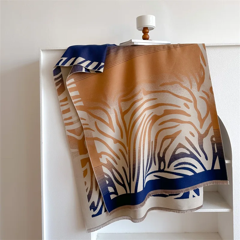 

2023 толстые зимние женские разноцветные кашемировые шарфы одеяло Bufanda Echarpe пончо для путешествий из пашмины модный дизайн