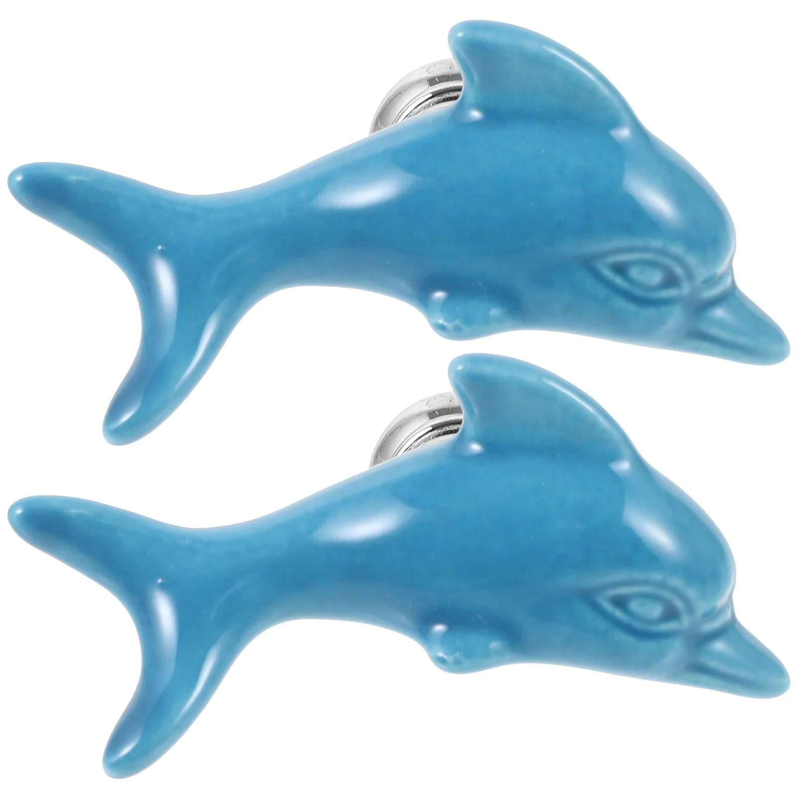 

2 pcs Dolphin Cabinet Knobs Single Hole Knob Ceramic Handles Drawer Pulls Dresser Knob