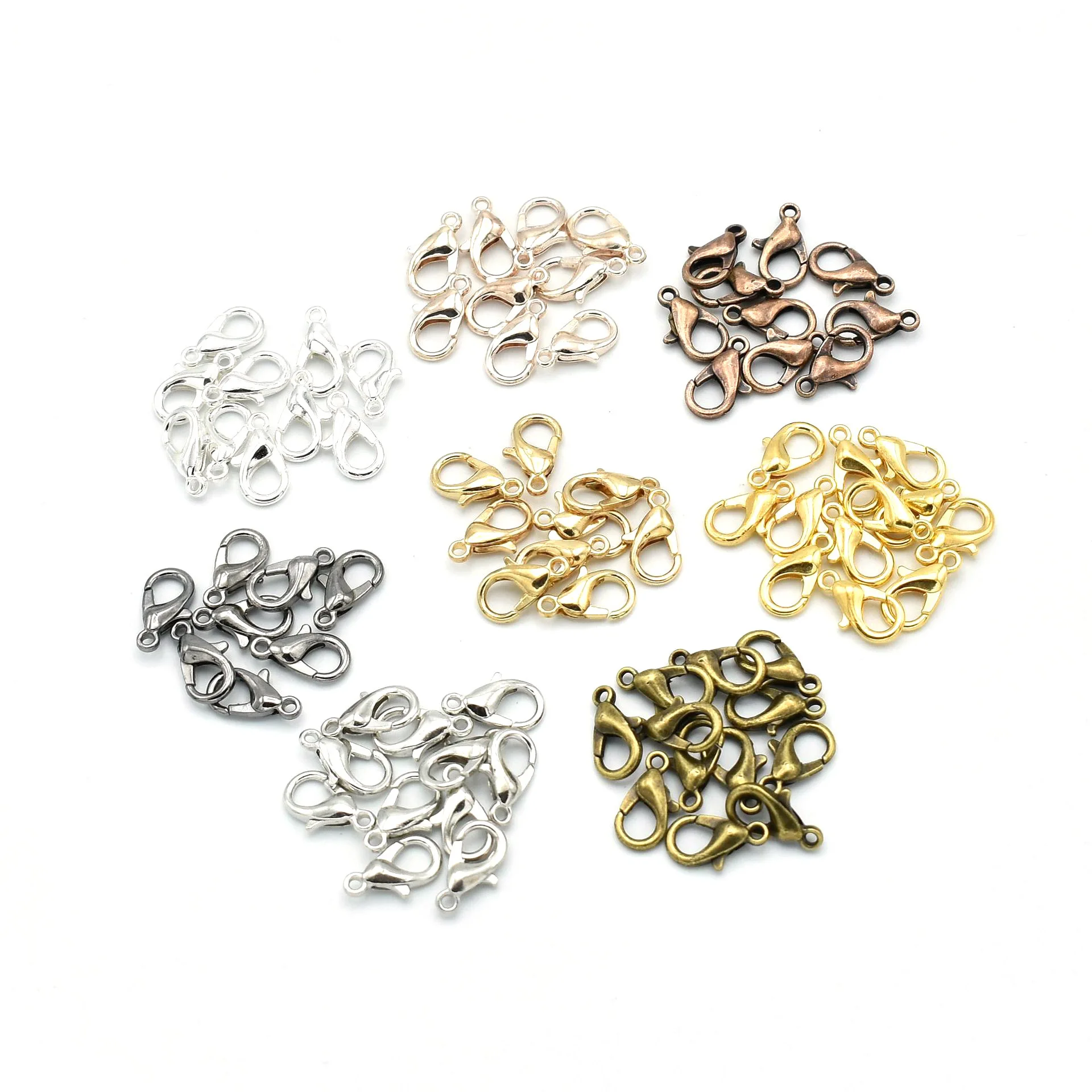 40pcs/Lot 10 12 14 16mm Gold Alloy Lobster Clasp Fashion Jewelry Findings Connector for Necklace Bracelet Chain DIY Accessories