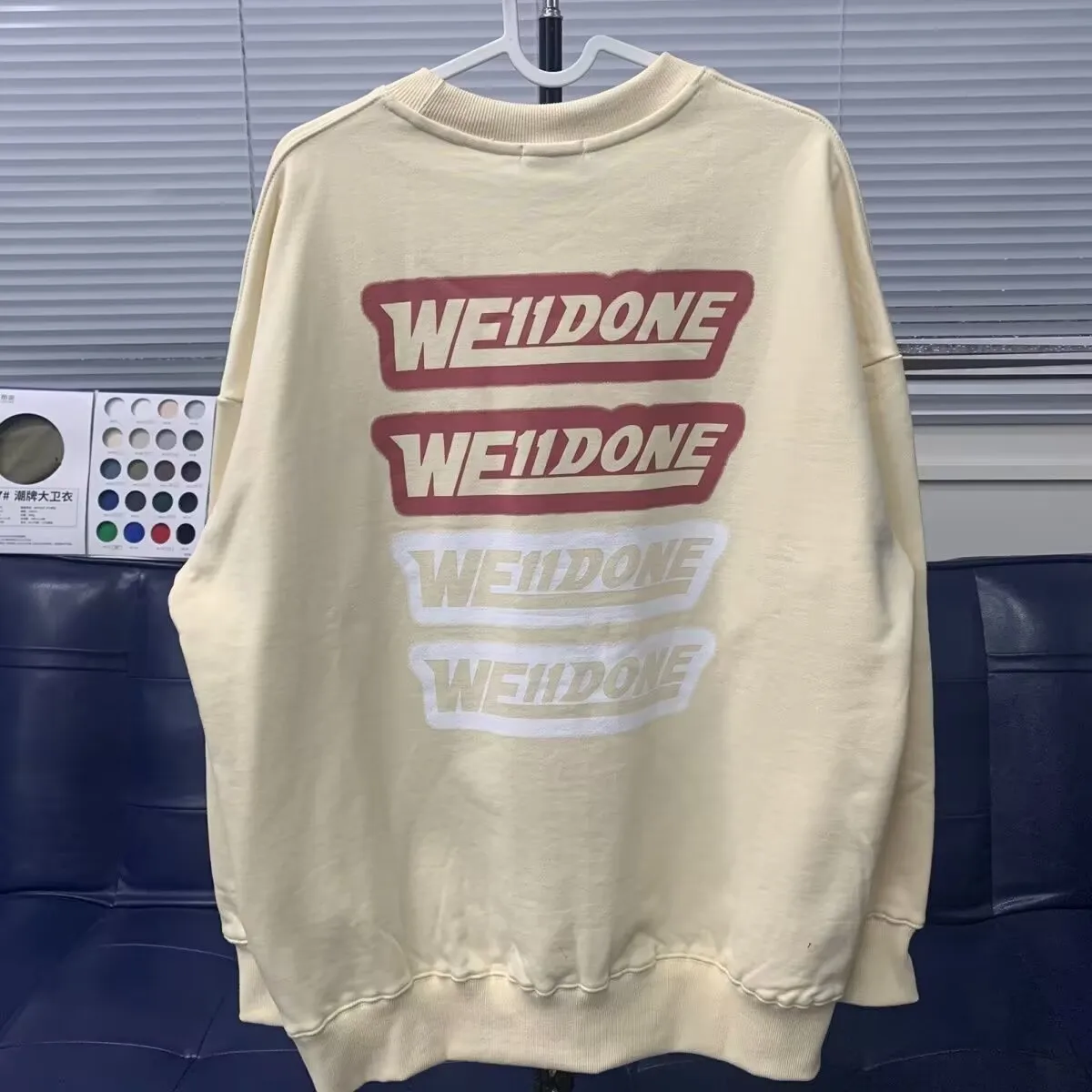 

Свитшоты We11done для мужчин и женщин, модель 2023 года, весенний винтажный Модный пуловер в Корейском стиле с камнями, Повседневный хлопковый спо...