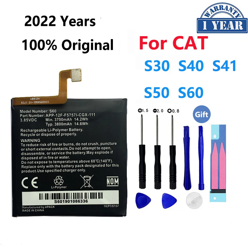 100% Original Replacement battery 3800mah For Caterpillar Cat S60 S30 S40 S50 APP-12F-F57571-CGX-111 APP00223 Batteries Bateria