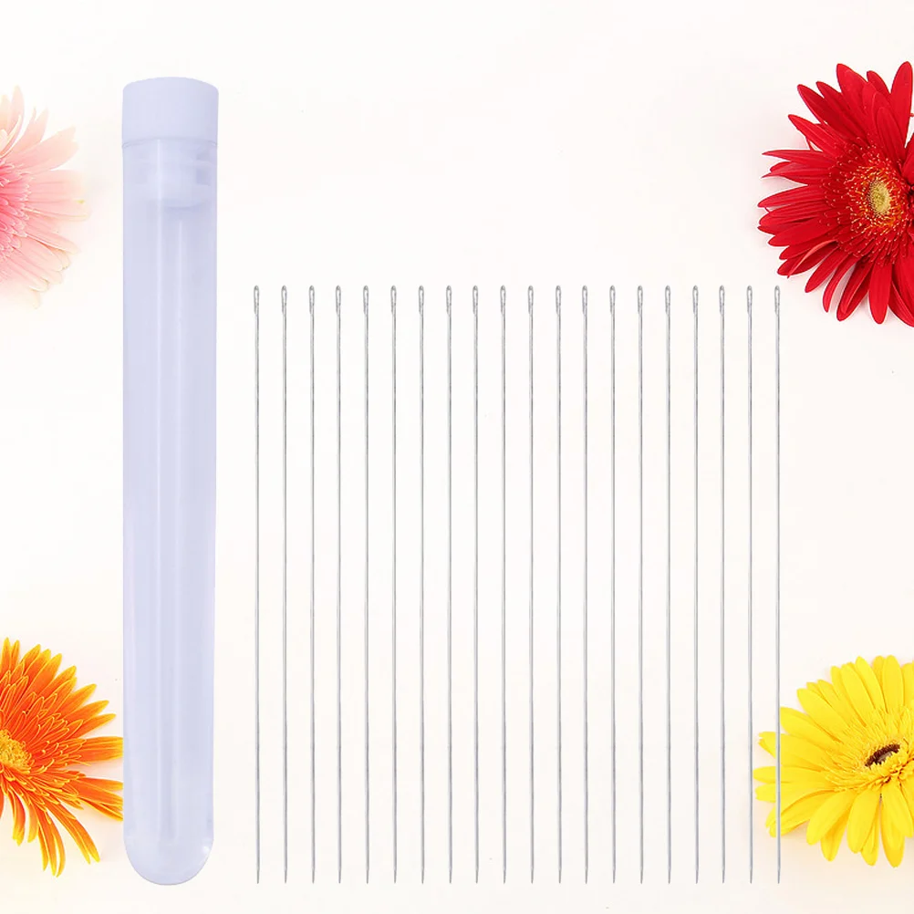 

20pcs Beading Needles DIY Yarn Knitting Needles Sewing Needles with A Storage Barrel Brooch