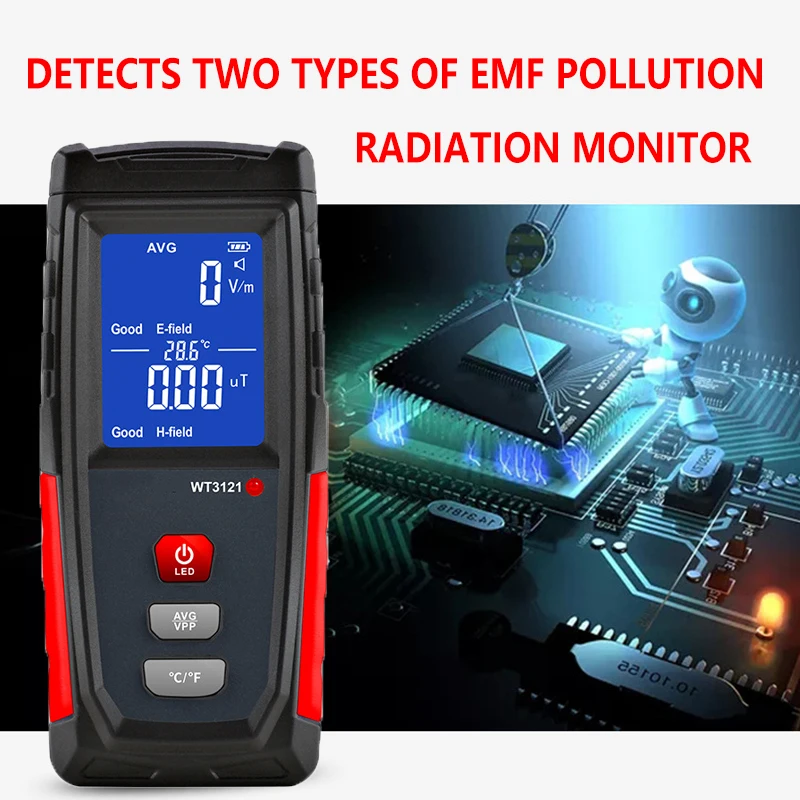 

Handheld EMF Meter LCD Digital Electromagnetic Field Radiation Tester Portable Electric Magnetic Field Dosimeter Detector