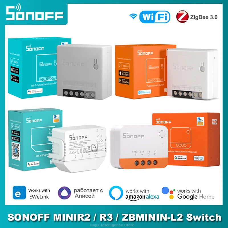 

SONOFF WiFi / ZigBee Mini Smart Switch MINI R2 / MINI R3 / ZBMINI / ZBMINI-L2 Voice Control Via Ewelink Alexa Google Home Alice