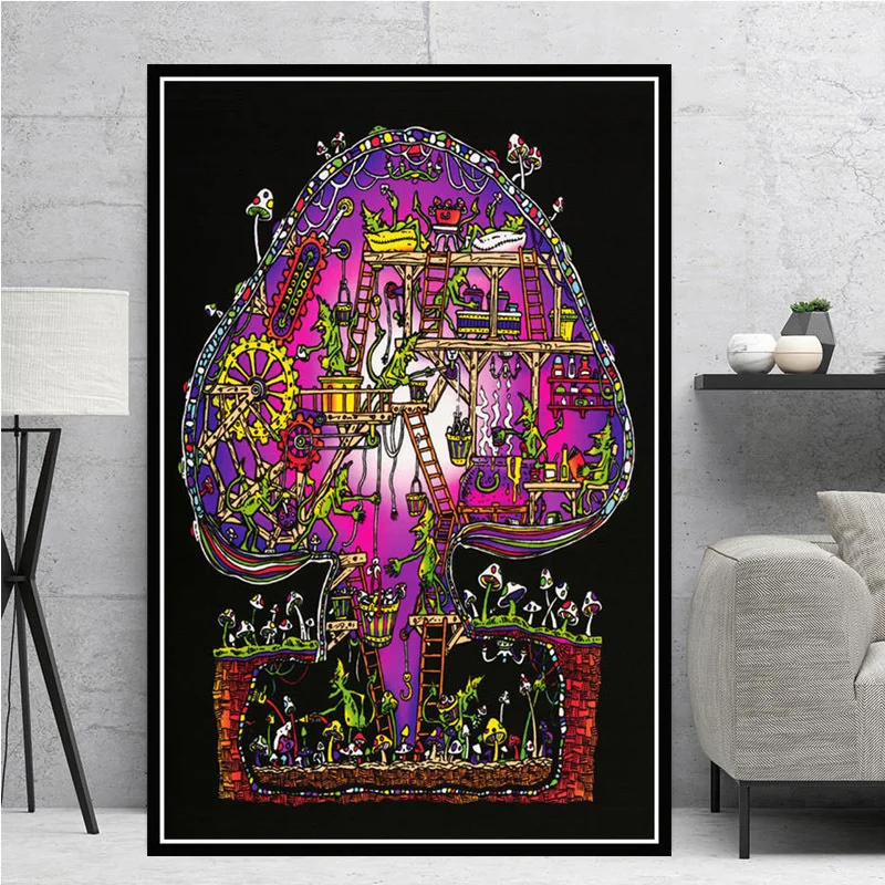 

Trippy Visual Mushroom Mind Education posters and prints Canvas Painting Nordic Decoration Home Decor Quadro