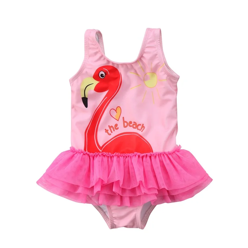 

Kids Baby Girl Swimsuits Summer Layered Ruffled Goose Print Sleeveless Jumpsuit Swimwear Beachwear Bathing Suits