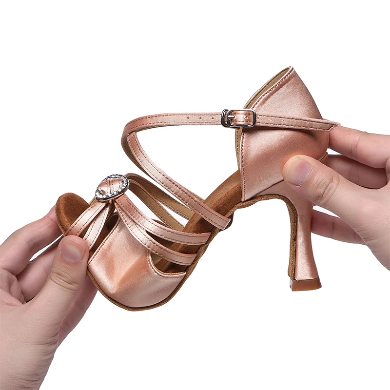 Women's Ballroom Latin Dance Shoes Luxury High Heel Women Shoes Black Pink Salsa Dancing Sandals Open-Toed Indoors Danc Shoe