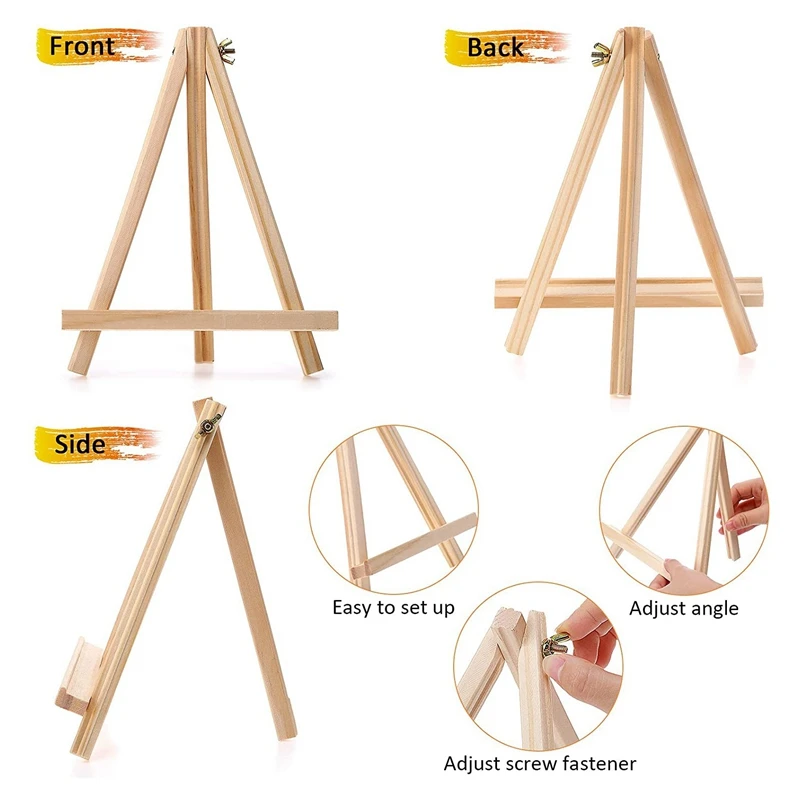 10 PCS Wood Easels 9.4Inches Tall Tabletop Display Wooden Canvas Stand DIY Art Craft For Artist Adults Students |