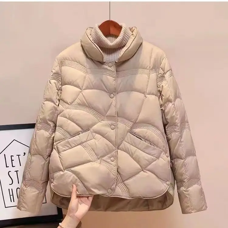 News Down Women Winter Warm Coat Female Short Casual Autumn Jacket White Duck Down Coats Ladies Buttons Pockets Tops M14