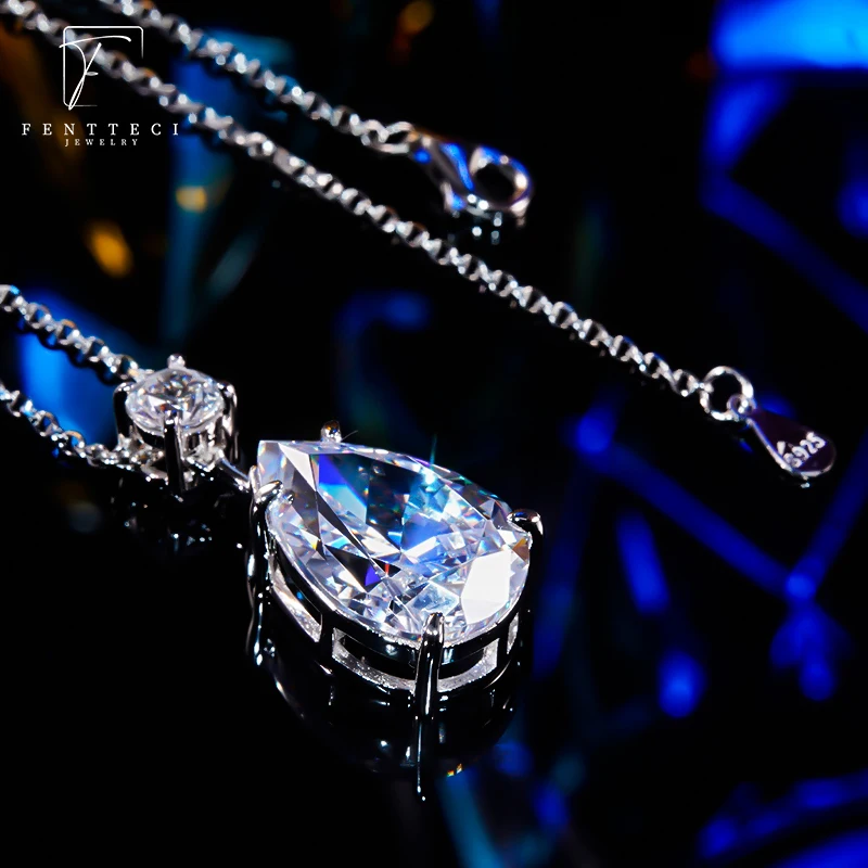 925 Sterling Silver Moissanite 9ct Dove Egg Simulation Diamond Water Drop Necklace Oval Pendant Female Banquet Fine Jewelry