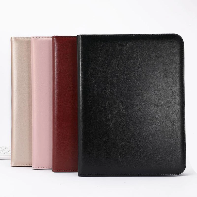 

File Folder Portfolio Organizer With Leather Notebook Women Briefcase Document Handles Pu Bags Business Case Binder