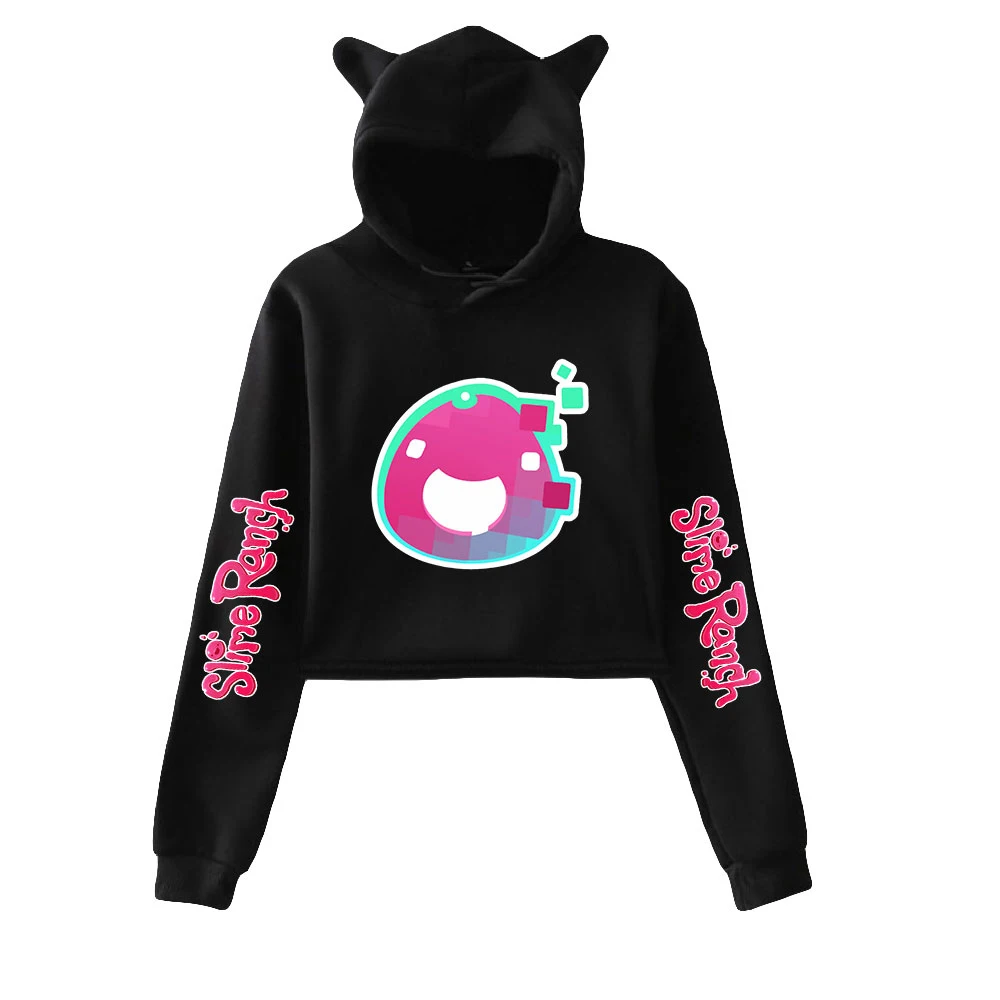 

Band Slime Rancher Pullover Cat Cropped Hoodie Crop Top Women's Hoodie Harajuku Streetwear Simulation Game Kawaii Girls tops