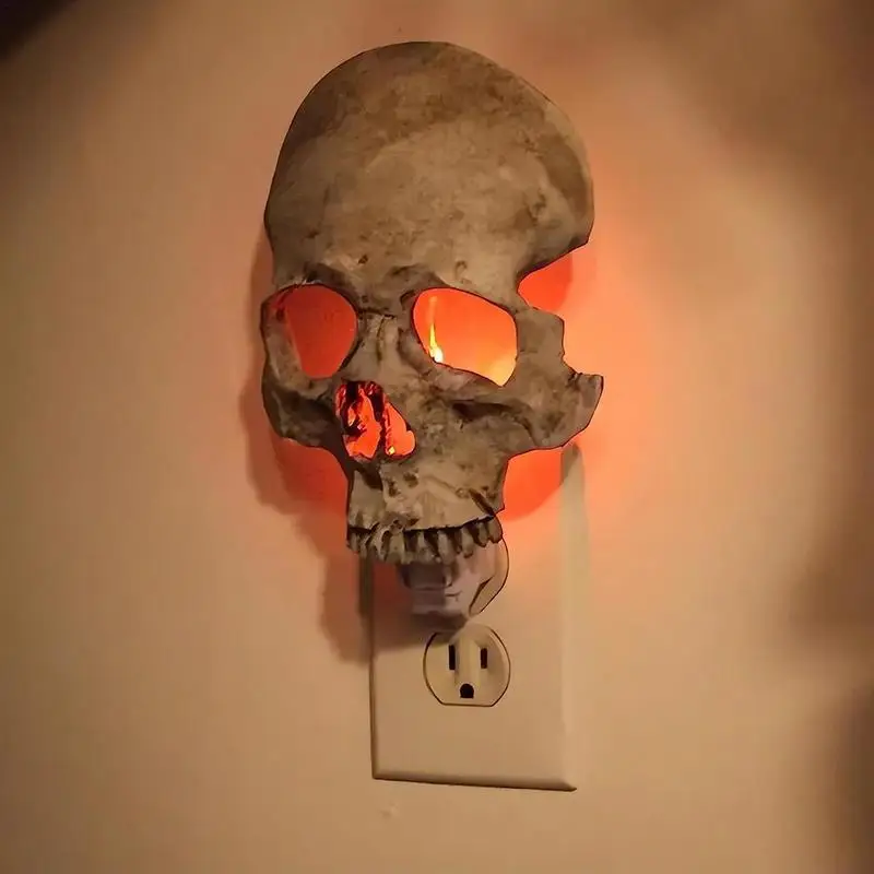 

Halloween Skull Night Lights Realistic Handmade Gothic Candle Lights Inserted Into Walls Unique Halloween Spooky Home Decoration
