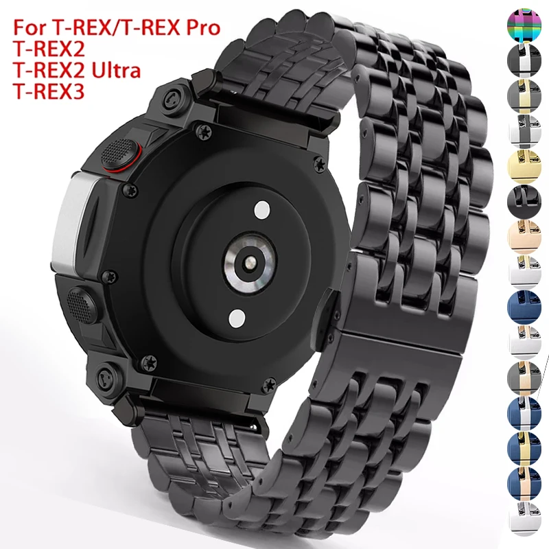 Фото Стальной ремешок для Huami Amazfit T-rex 3/2 Trex Pro, металлический ремешок для часов Amazfit T-Rex Ultra Tyrannosaurus, аксессуары для умных часов №1