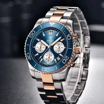 2021 Classic Men's Watch Luxury Sapphire Glass 100M Waterproof Quartz Wristwatch Men's Sports Chronograph Watch For Men