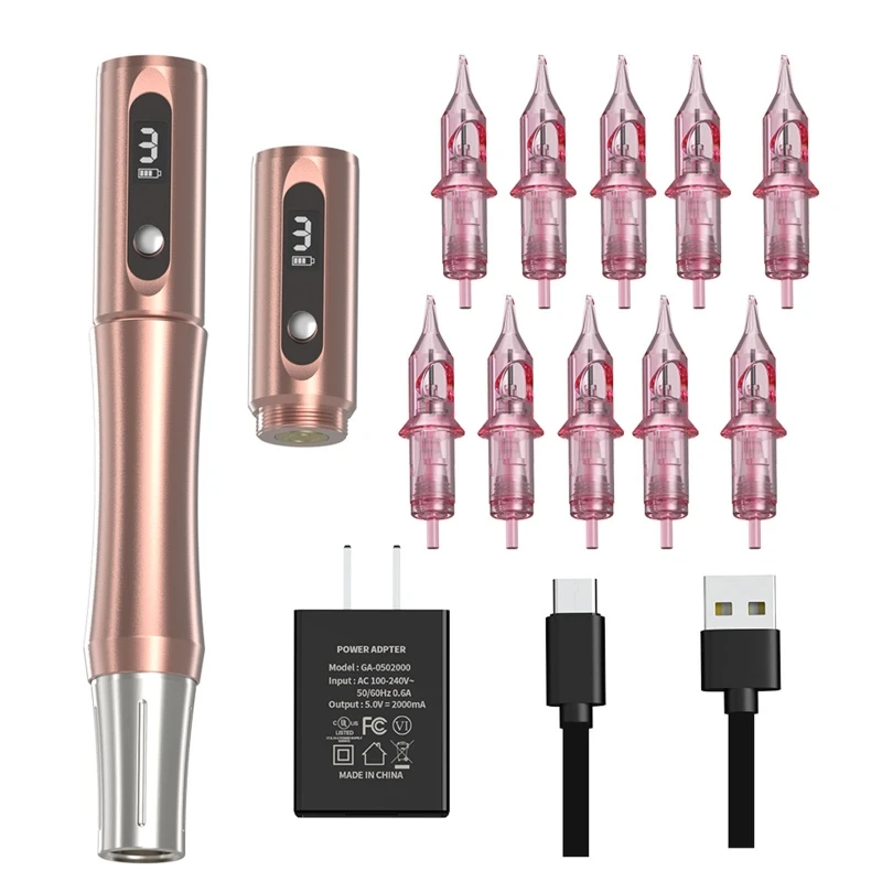 

Wireless Rotary Pen Tattoo Machine Kit with 10pcs Cartridges Needles Microblading Makeup Supply for Eyebrow Lip Drop Shipping