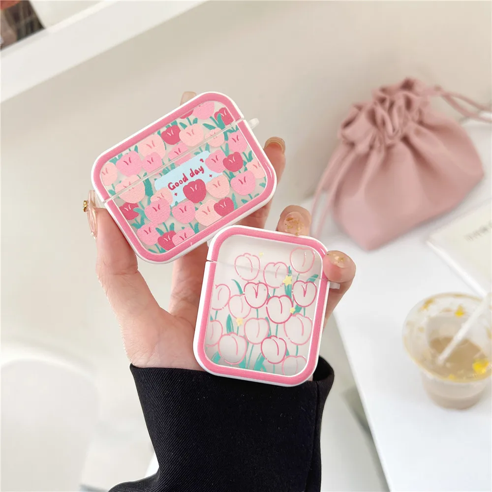 

Cartoon Pink Tulip Case Cover for AirPods 1 2 3 AirPods Pro Pro 2
