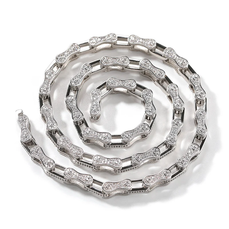 Ожерелье в стиле хип-хоп 5А + с фианитами украшенное камнями со сверкающими