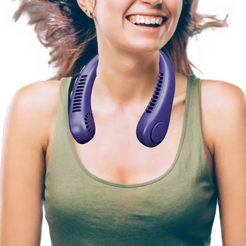 

Wearable Leafles Neck Fan Hands-Free Bladeless Fan 3 Speeds Rechargeable Headphone Design Wearable Personal Fan USB Powered Desk