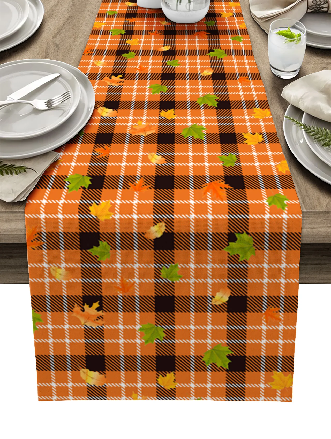 

Оранжевый клетчатый Свадебный декор для осени, благодарения, скатерти для кофейного столика, кухонная обеденная скатерть, домашний декор В...