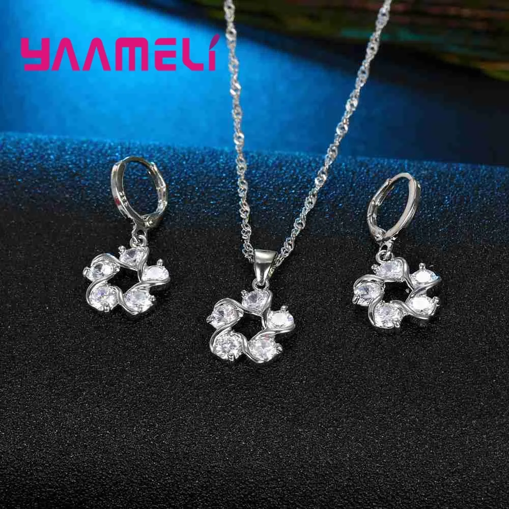 100% Стерлинговое Серебро 925 пробы красивый дизайн ожерелье с кубическим цирконием