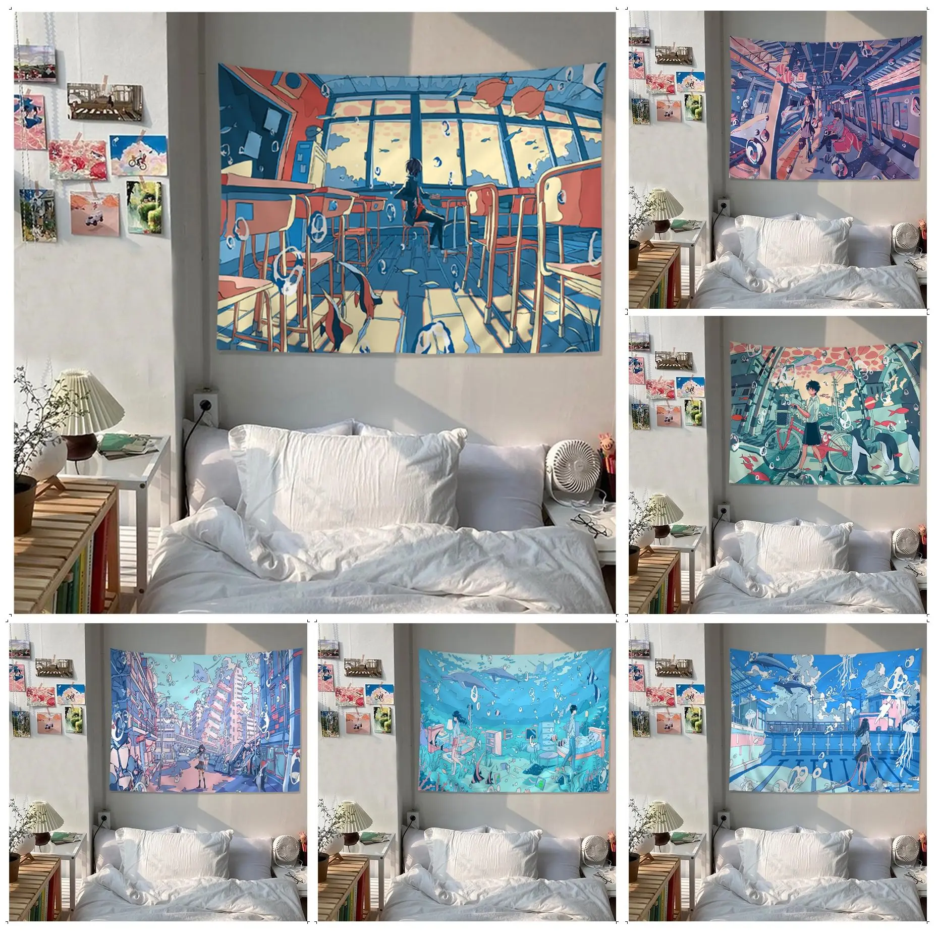 

Kawaii Anime Scene Hanging Bohemian Tapestry Cheap Hippie Wall Hanging Bohemian Wall Tapestries Mandala Kawaii Room Decor