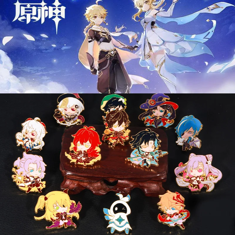 

Genshin Impact Pins Brooch Keqing Xiao Qi Venti Tartaglia Figure Badge Brooches Kawaii Gifts Bag Lapel Geometric Pins Jewelry