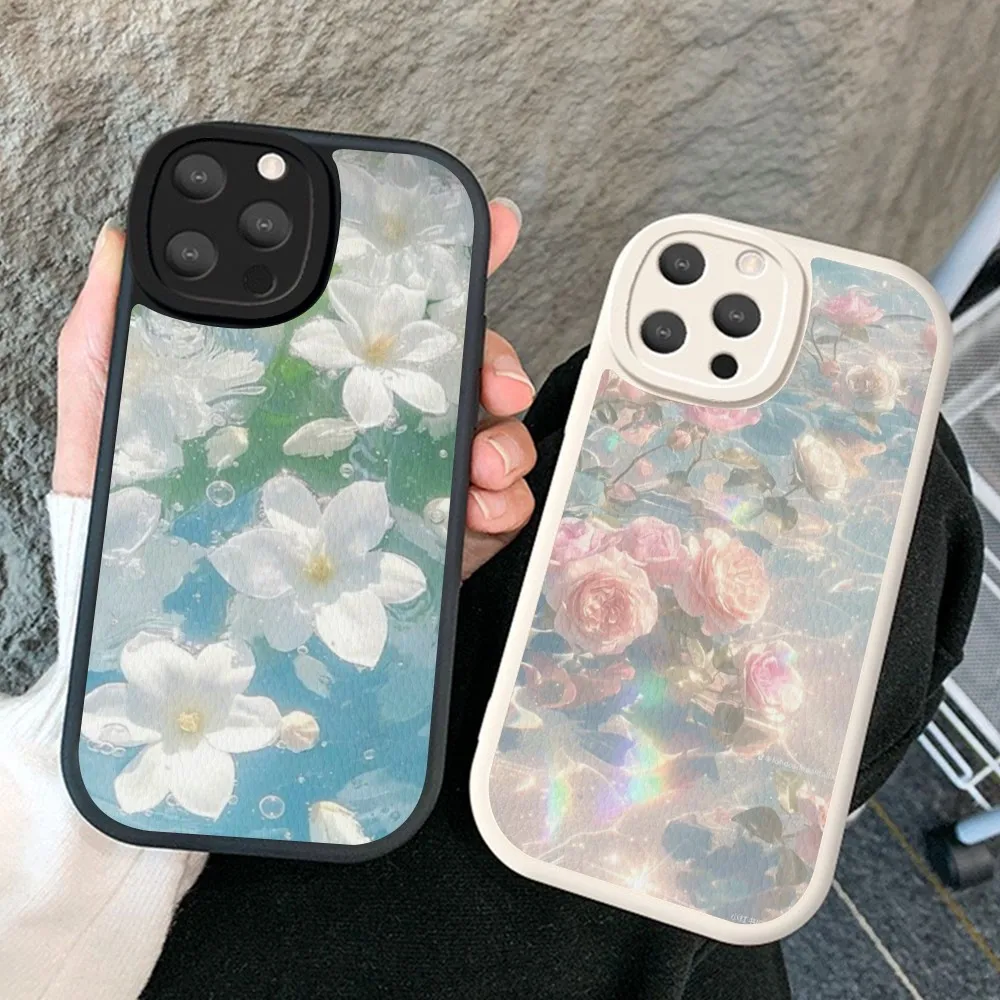 Простой художественный чехол для телефона с 3D водной рябью из жесткой кожи iPhone 16