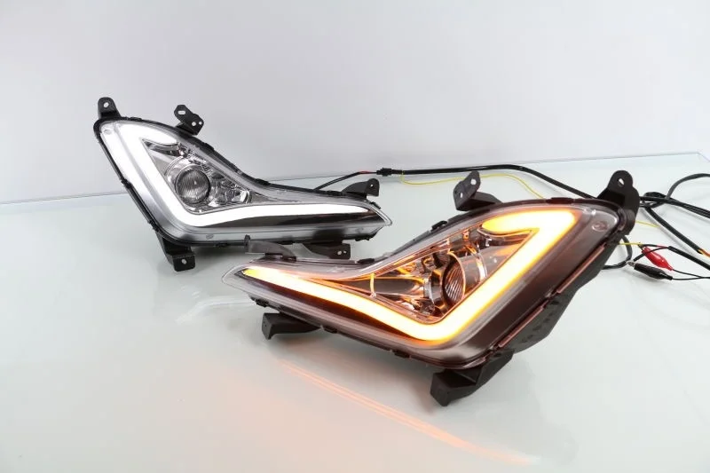 

LED DRL Daytime Running Light For Hyundai Elantra 2014 2015 J5 Avante MD Fog Lamp Projector Lens Yellow Turn Signals