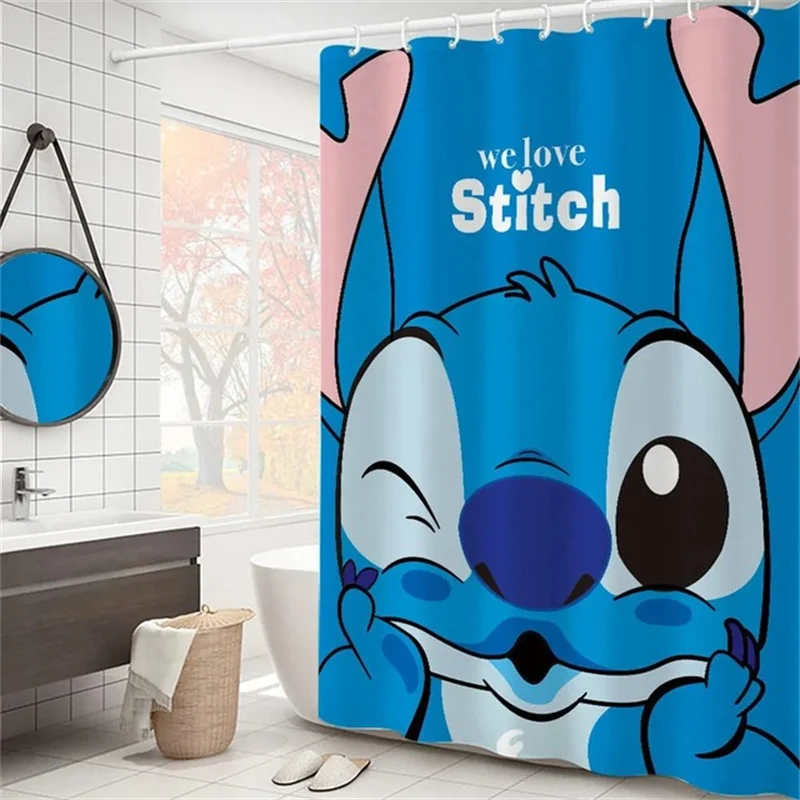 

Disney Stitch Bathroom Curtains Shower Curtain Set for Bathroom Cartoon for Bedroom Home Decoration Child Gifts