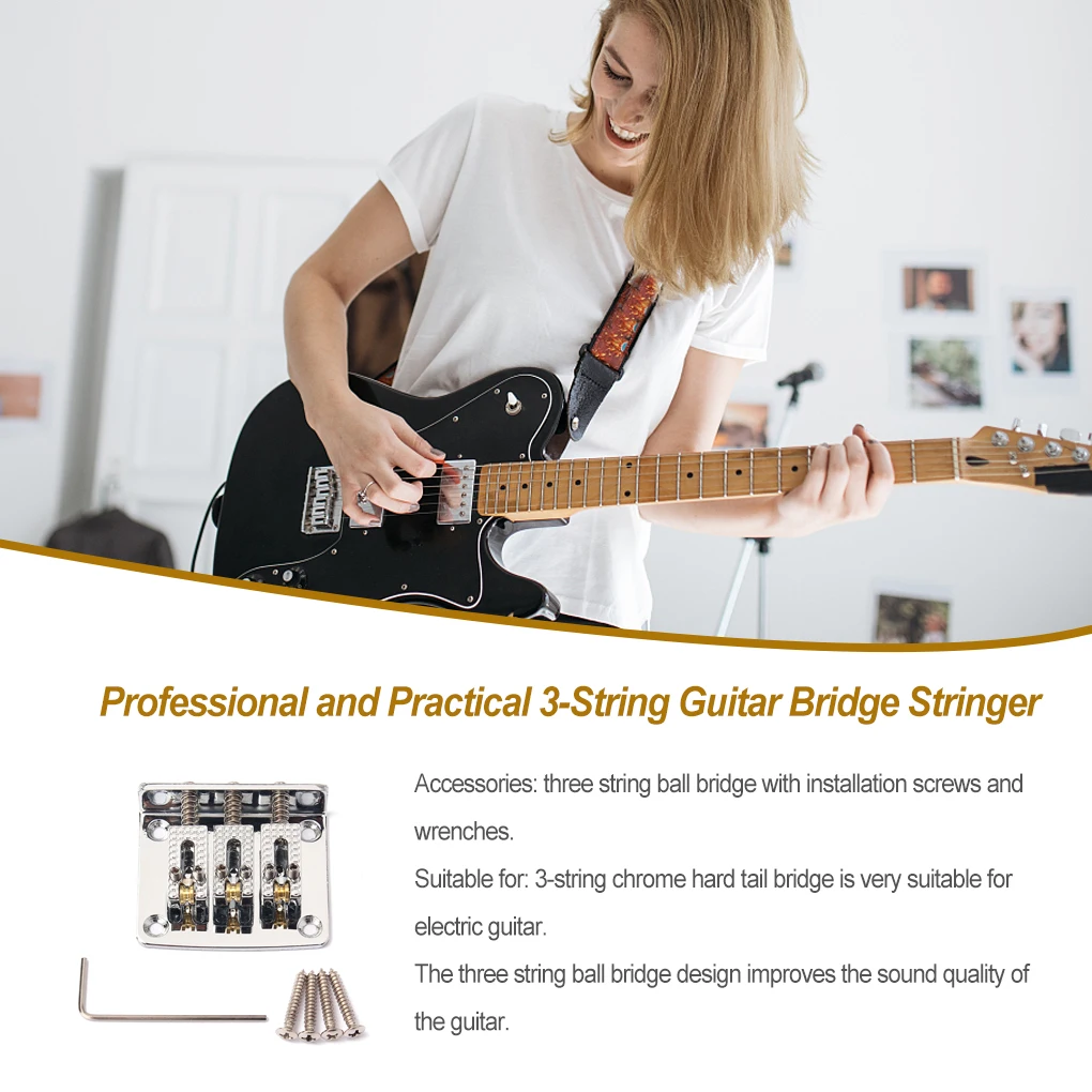 

Bridge Rustproof Guitar Saddle with Screws with Wrench Wear-resistant Adjustable Pickup Plate Replacement Accessories