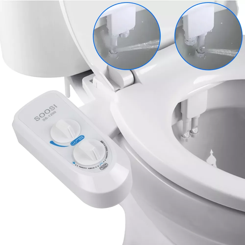 

Non-Electric Toilet Seat Bidet Mechanical Toilet Fresh Water Double Nozzle Flusher SS-1200