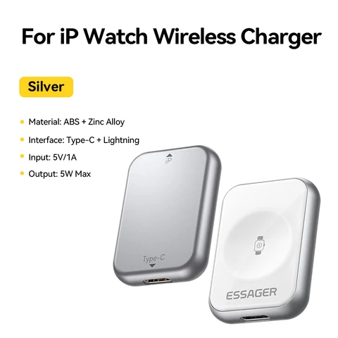 Магнитное беспроводное зарядное устройство Essager 5 Вт для Apple Watch серии 9 8 7 6 SE, кабель освещения типа C, преобразующее зарядное устройство для серии iWatch