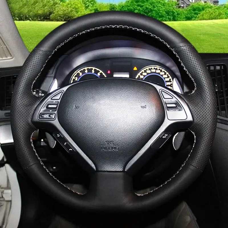 Car Steering Wheel Cover Anti-Slip Leather Braid Car Accessories For Infiniti QX50 G25 G35 G37 EX25 EX35 EX37 2008-2013