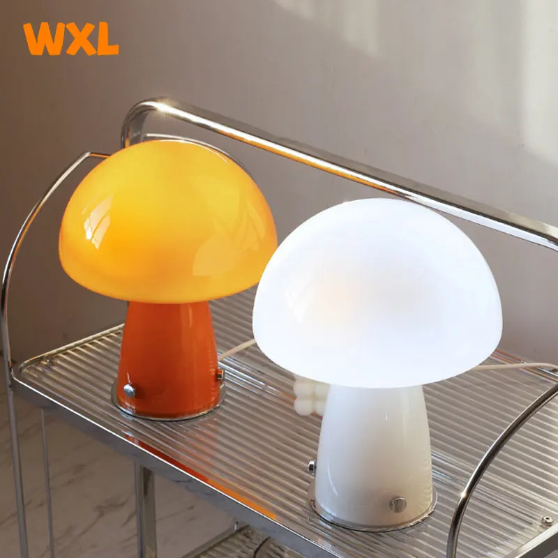 

Нордическая Современная Минималистичная прикроватная лампа для спальни, детский подарок с милыми грибами, стеклянная ночник с регулируемой яркостью, декоративная атмосферная лампа