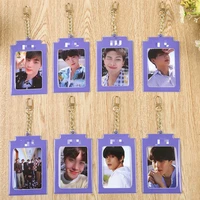 kpop new boys group stray kids dicon101 simple bus id card holder key chain jewelry fashion cute credit card protector gifts i n