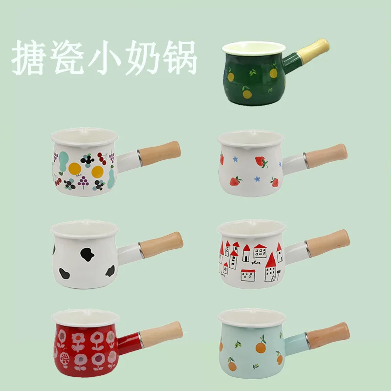 Мини-кофейник с эмалью 500 мл деревянной ручкой |