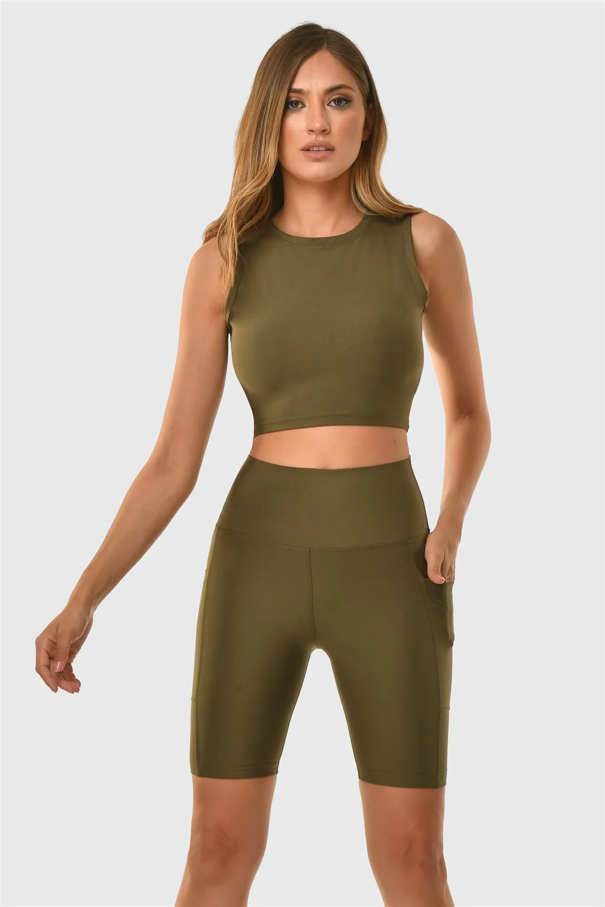 Superstacy With Laptop Pocket Khaki Sport Leggings