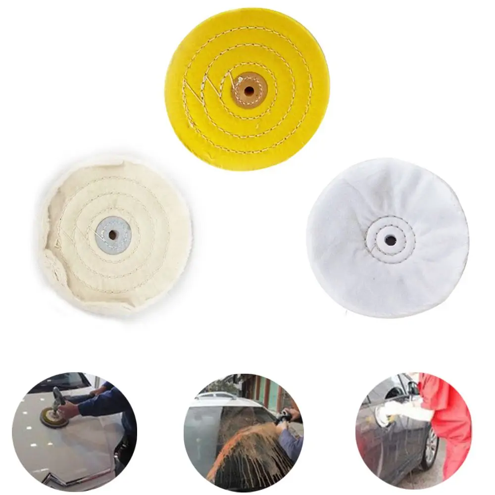 

3PCs/1Set 6-Inch Mirror Polishing Wheel Set Cotton Wheel for Bench Grinder Tools with Arbor Hole